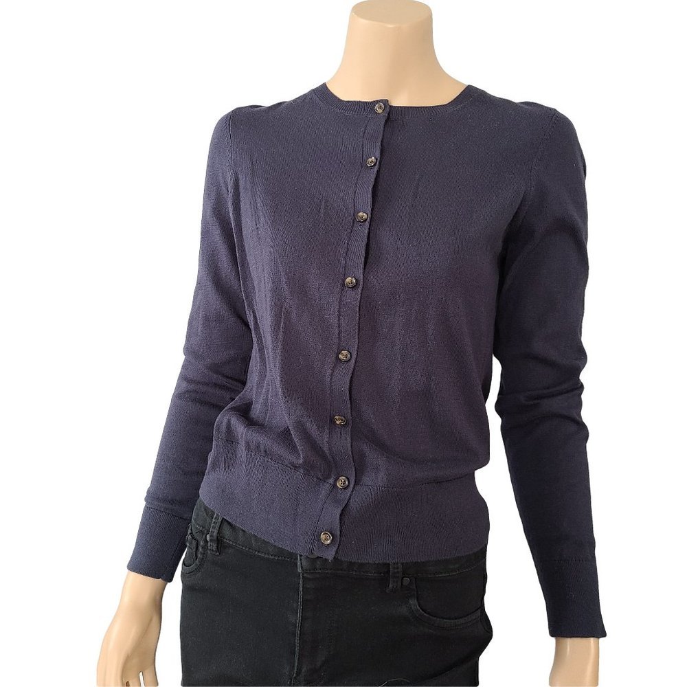ANN TAYLOR NWT Navy Button Up Cardigan M